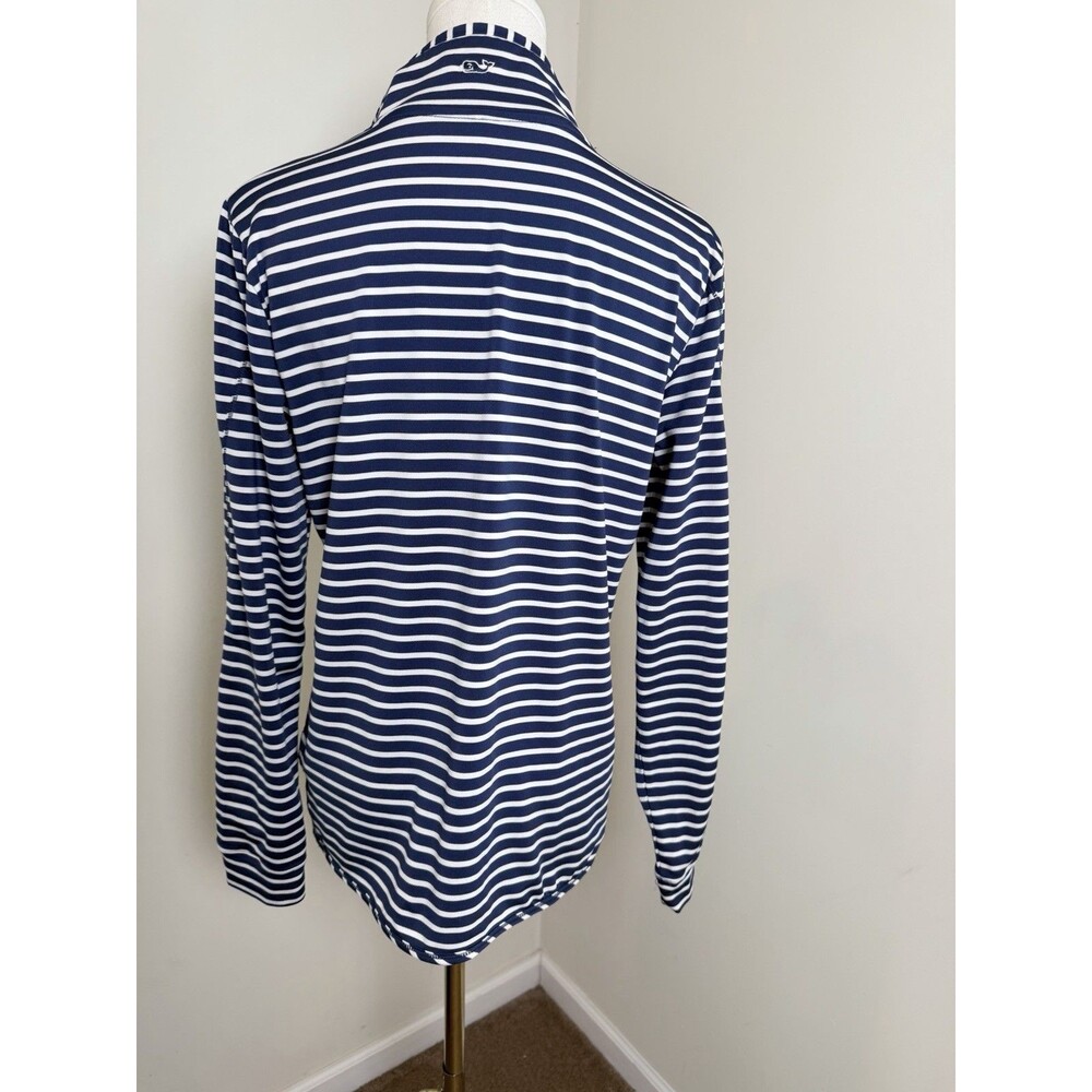 Vineyard Vines Sankaty Shep Shirt Women’s Small Navy White Striped Quarter Zip - Picture 3 of 14